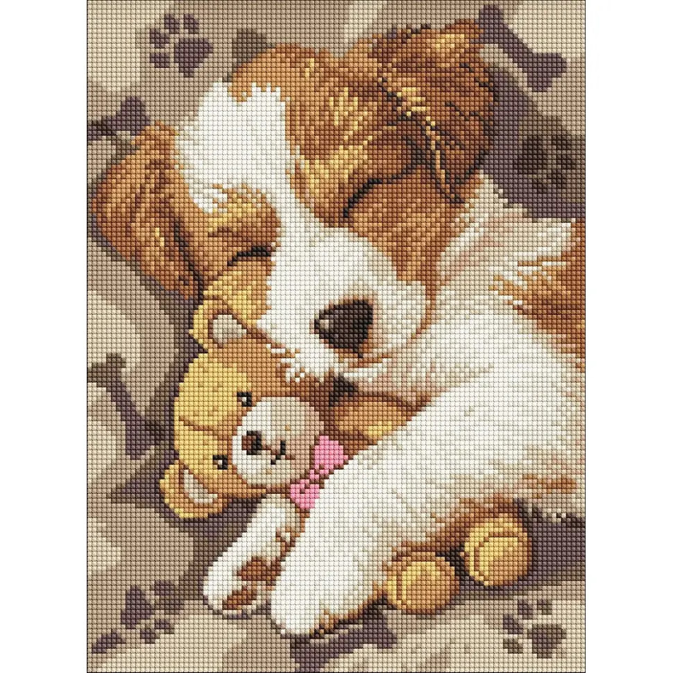Алмазна мозаїка "Сплячий джек-рассел" art_selena_ua Ideyka AMO8036, 30х40 см