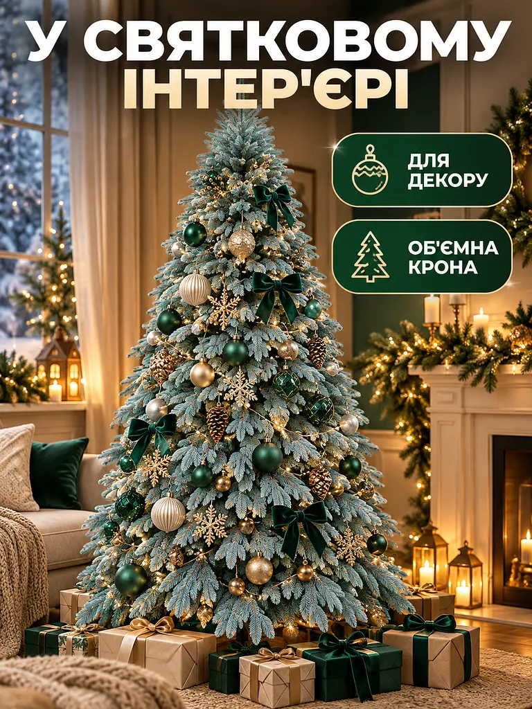 Лита штучна ялинка YaLINKA ШБ23 Бескиди 230 см на металевій підставці, блакитна (49676463) - фото 8
