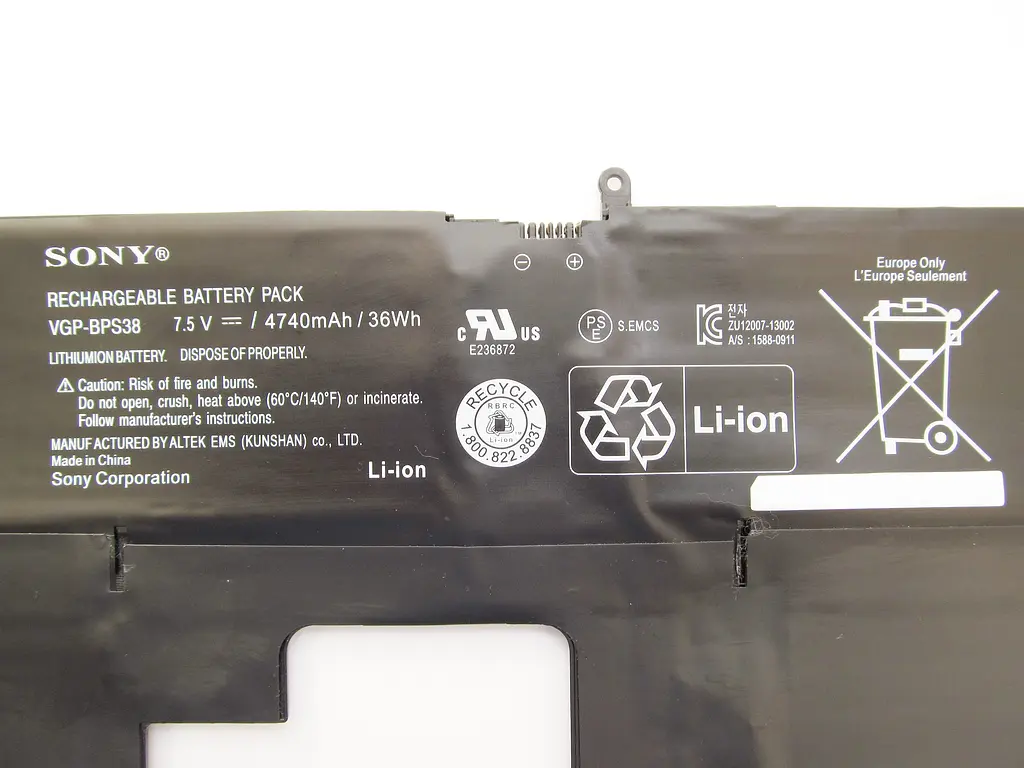 Акумулятор для ноутбука Sony VGP-BPS38, 4740 mAh (36Wh), 4cell, 7.5V, Li-ion, чорний - фото 3