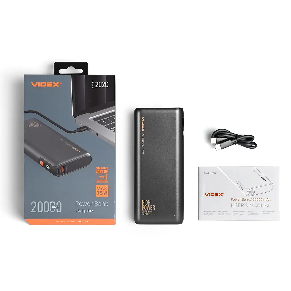 Павербанк 20000mAh VIDEX VPB-202C 75W Black VIDEX (28501-000) - фото 13