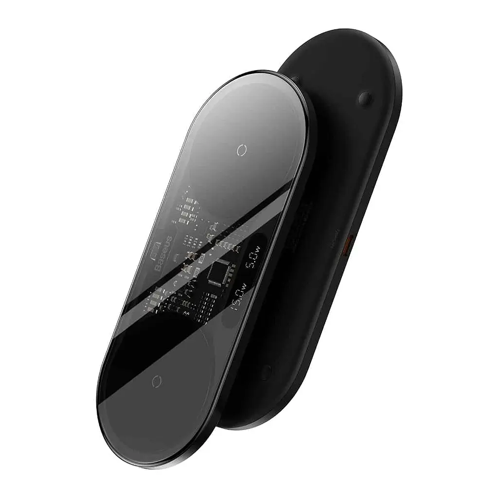 Бездротовий зарядний пристрій Baseus Digital LED Display 2in1 Wireless Charger 20W Black Universal version - фото 4
