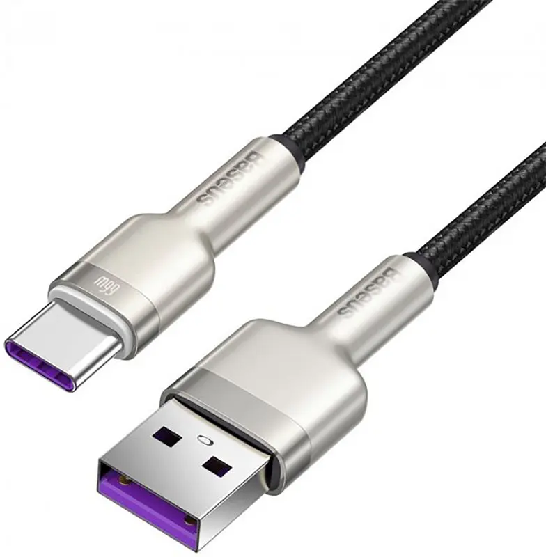 Кабель Baseus Cafule Series Metal Data Cable USB to Type-C 66W 1m Black - фото 2