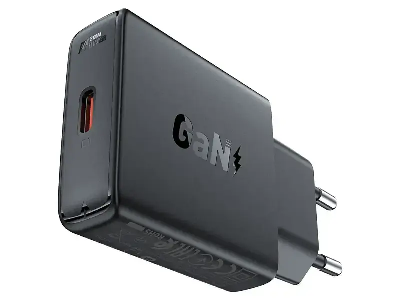 Мережевий зарядний пристрій Acefast A65 20 W USB-C Black (6974316282686) - фото 2