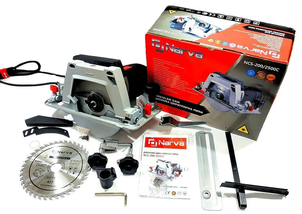 Пила дисковая циркулярная Narva NCS-200/2500C 5500 об/мин Ø 200 мм 0-45° 30412 - фото 2