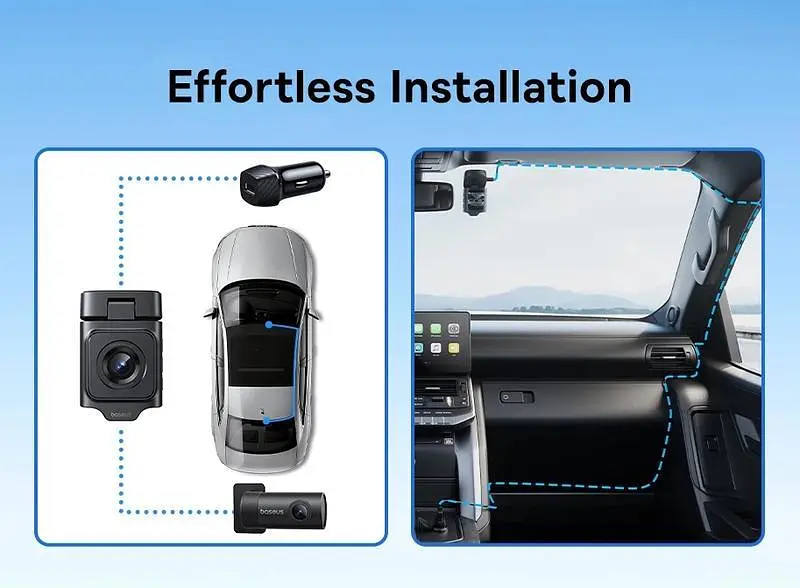 Відеореєстратор Baseus PrimeTrip VD1 Dash Cam 3K + 1080p Cosmic C01159003K + кабель + камера - фото 6