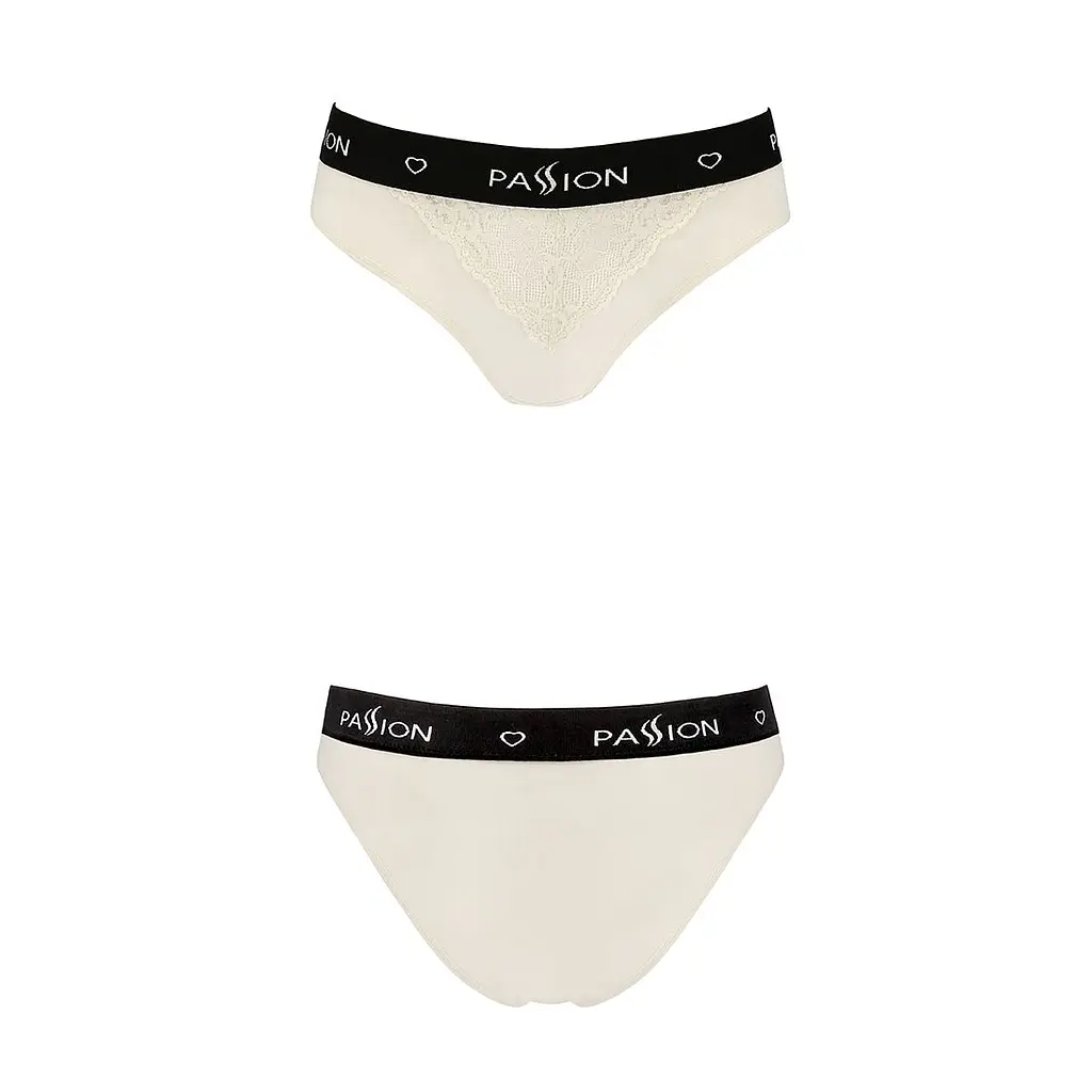 Трусики з широкою гумкою і мереживом Passion PS001 PANTIES L, ecru - фото 4
