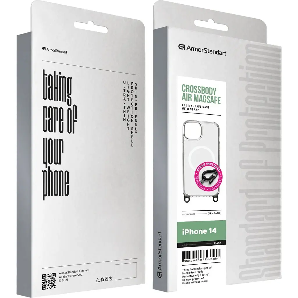 Чохол ArmorStandart Crossbody Air MagSafe Rope для Apple iPhone 14 Clear (ARM86370) [169783] - фото 2