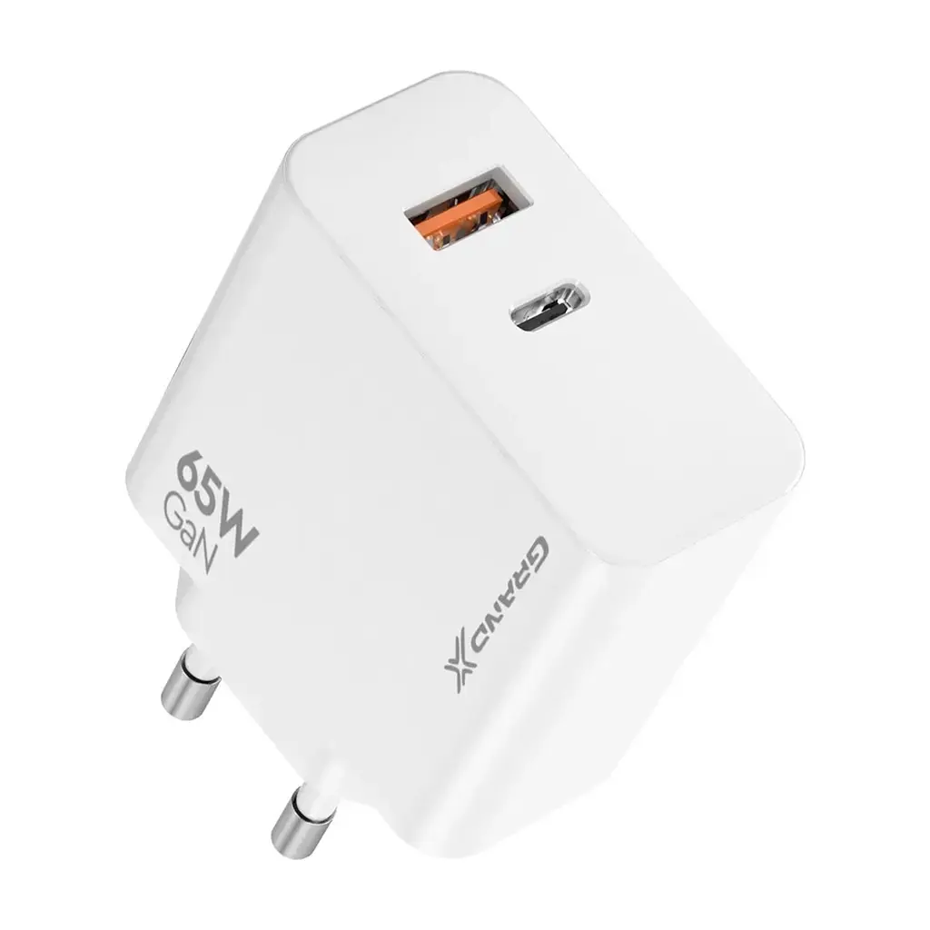 Зарядний пристрій Grand-X GaN 1xUSB-C + 1xUSB 65W PD3.0 QC4.0 AFC SCP FCP white (CH-960W) - фото 3