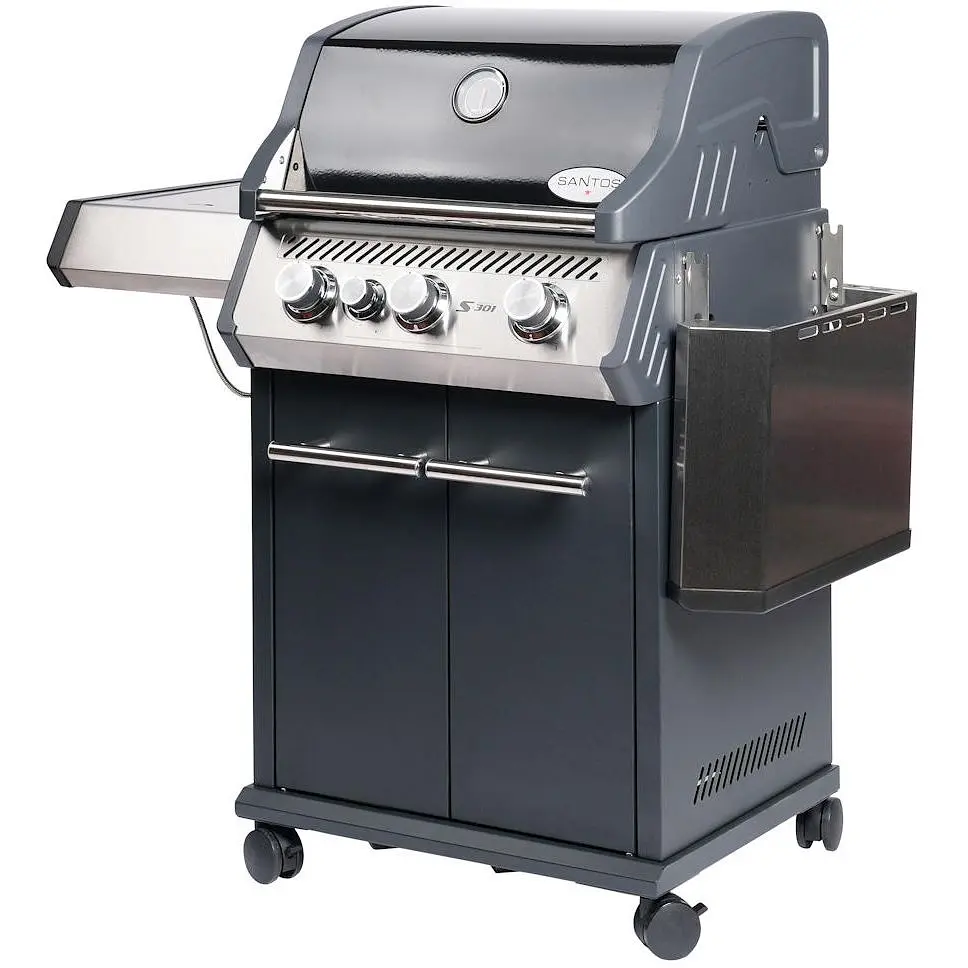 Газовый гриль Santos S-301 Black с боковой горелкой, черный (900235) - фото 2