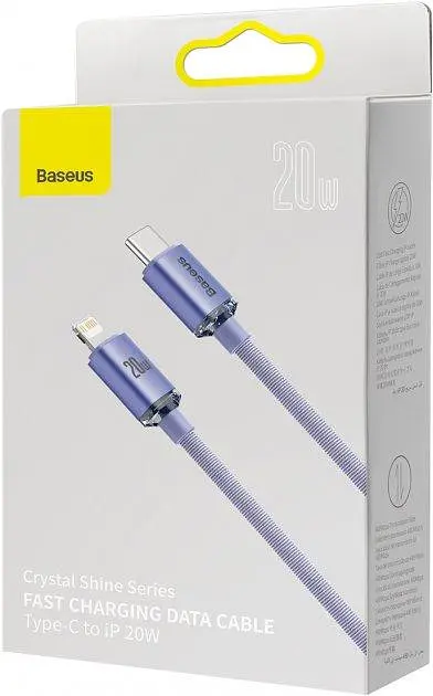 Кабель Baseus Crystal Shine Series Fast Charging Data Cable Type-C to iP 20W 1.2m CAJY000205 Purple - фото 2