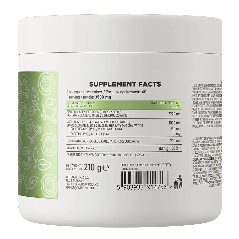 Коллаген и матча OstroVit Collagen + Matcha, 210 грамм - фото 2