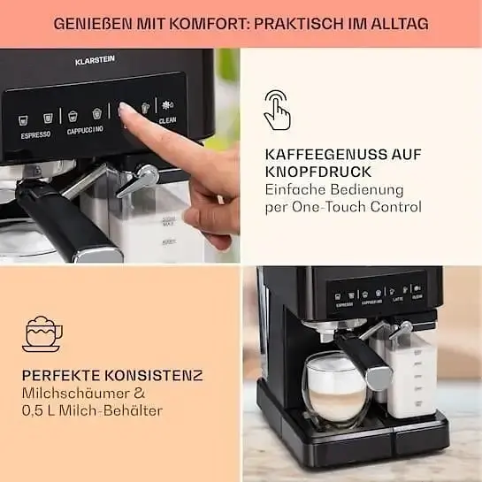 Кофеварка Klarstein Arabica Comfort 1350 W 20 бар (10041523) Черный - фото 7