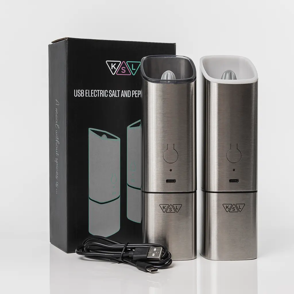 Набор электрических мельниц для соли, перца и специй KSL серебристо-черный - фото 2