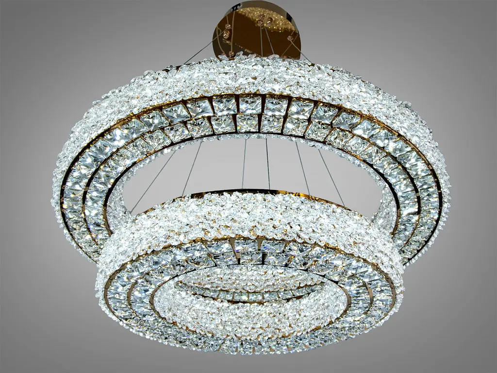 Розкішна підвісна LED люстра Diasha 7932/800+500S-gold золота кришталева 71 см 126W з пультом - фото 2