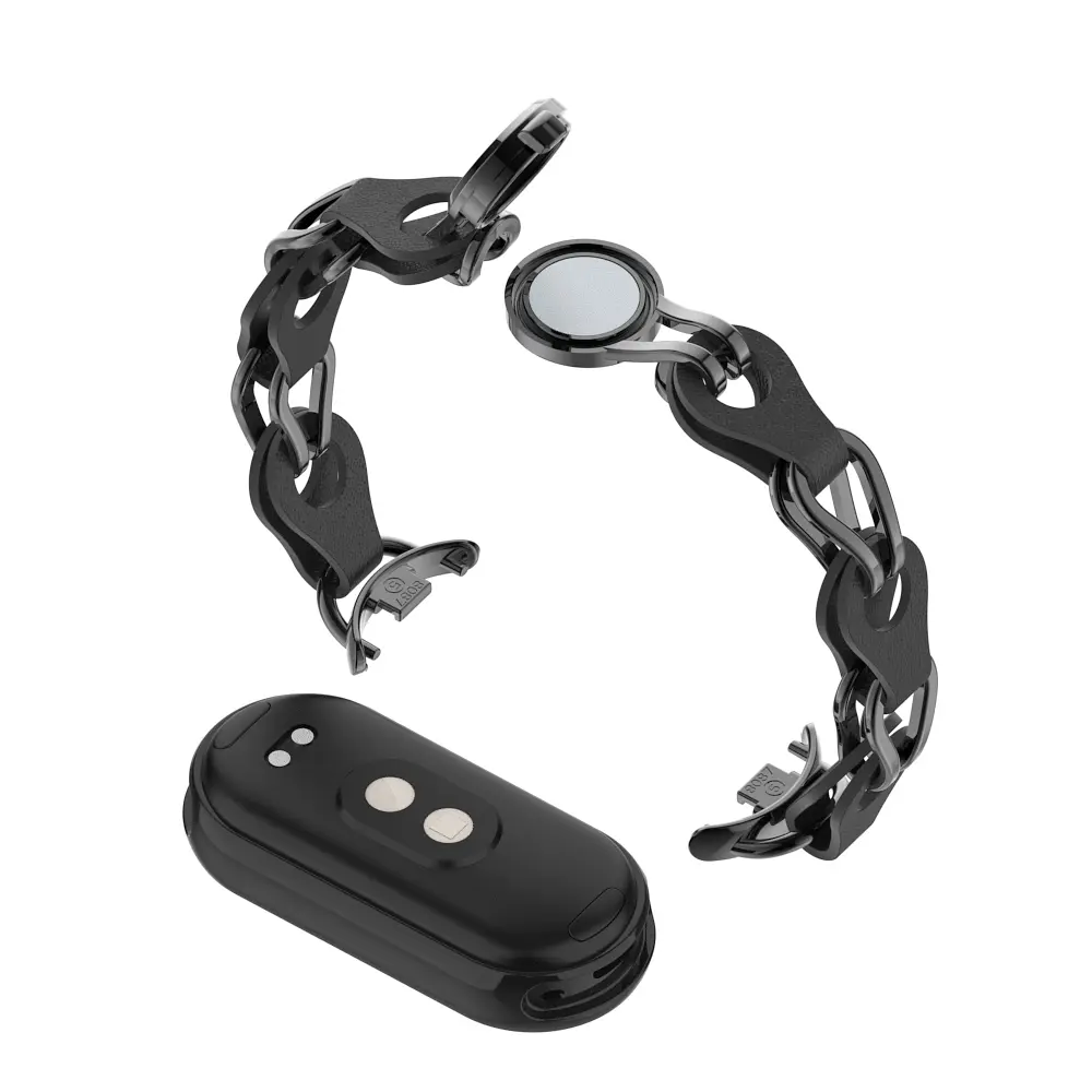 Металевий ремінець для Xiaomi Smart Band 10/9/8, Chain Wristband, чорний, браслет з нержавіючої сталі та штучної шкіри для фітнес-трекера, ArmorStandart (ARM86887) - фото 3