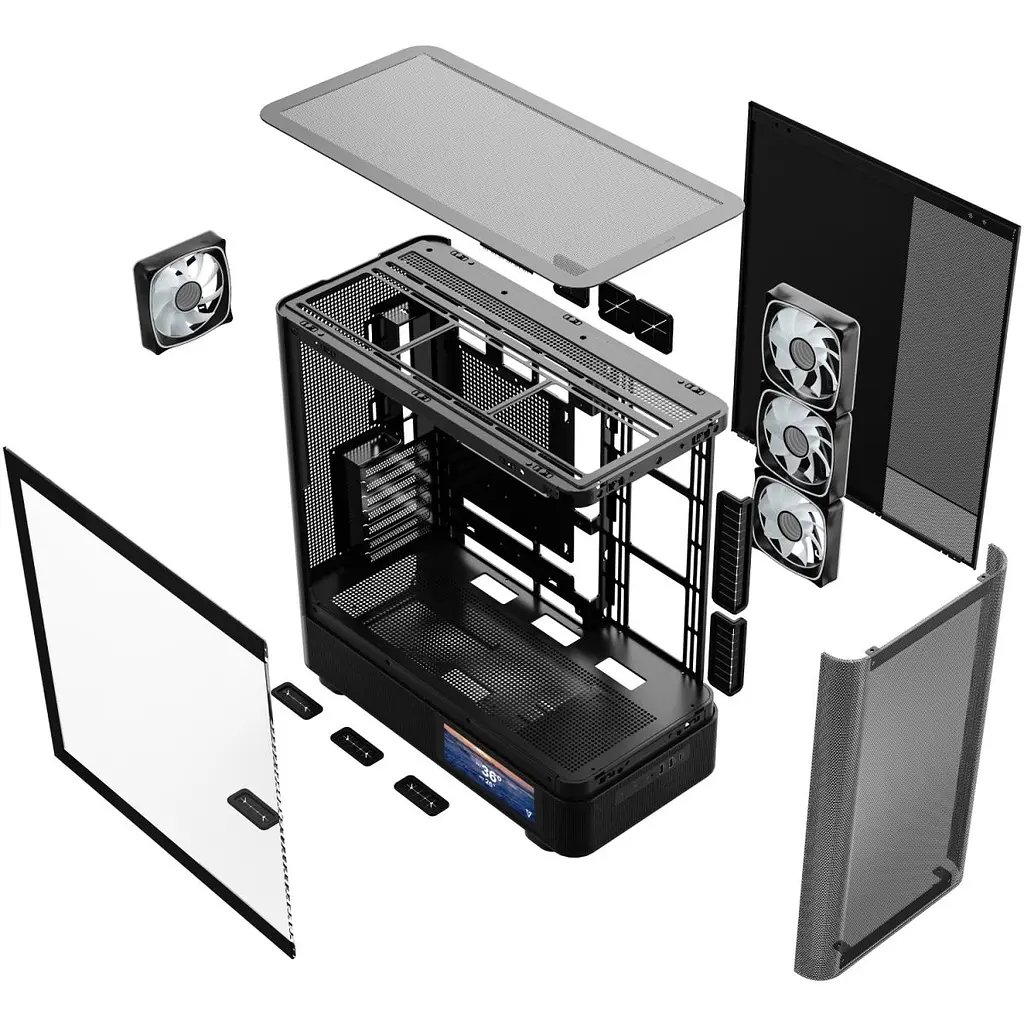 Корпус Modecom VOLCANO AQ400 ARGB MIDI SIDE LCD 6,2”, 4x120 мм fans BLACK без БЖ ATX (MC-A-AQ400-4FA-B) - фото 2