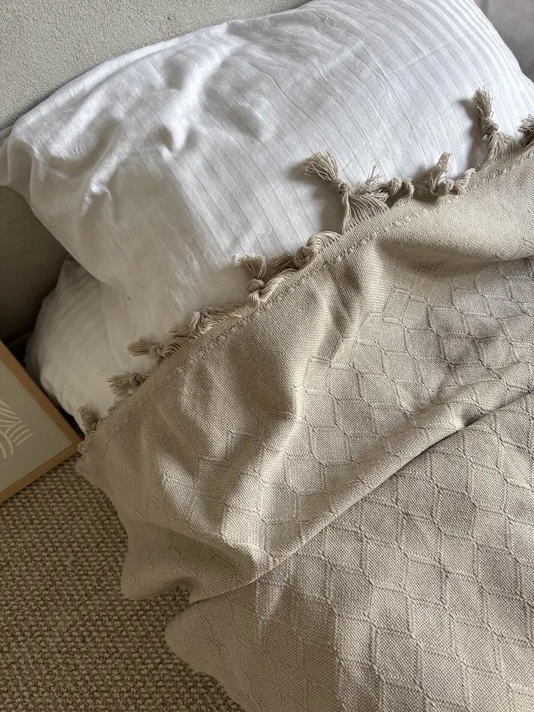 Покривало Zeintex Етно бавовняне 200х230 см капучино - фото 7