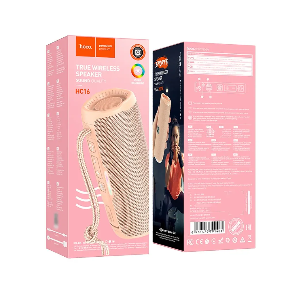 Акустика Hoco HC16 vocal sports BT speaker IPX4 розовая - фото 3