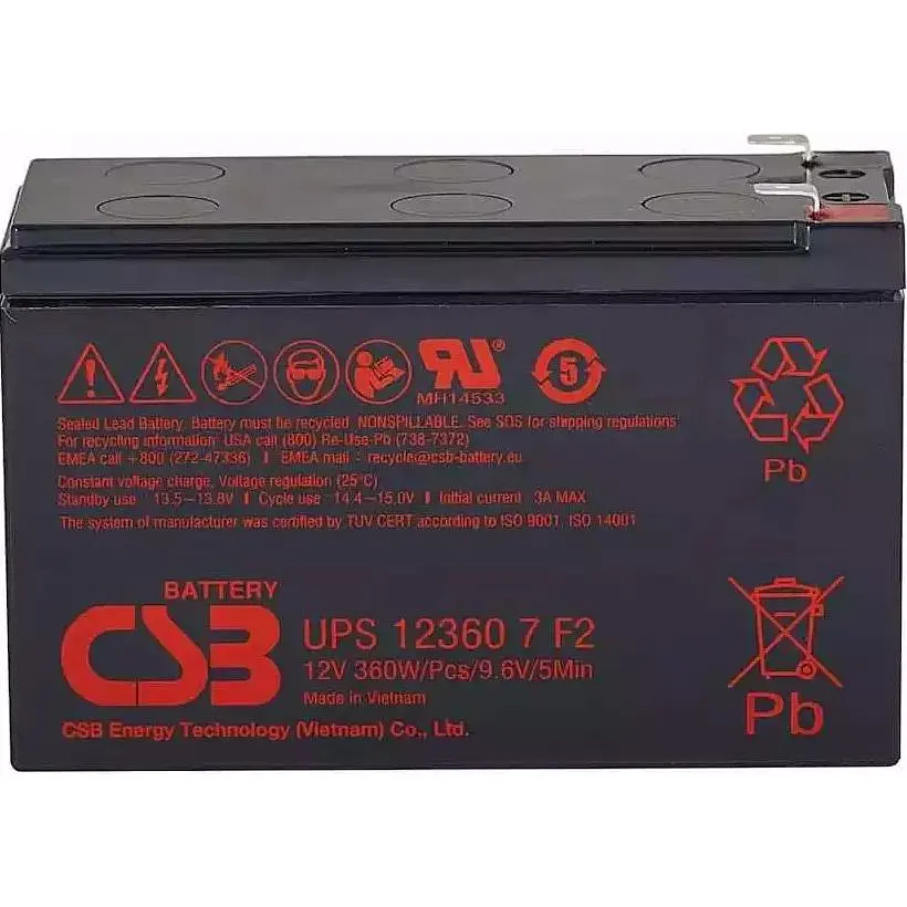 Акумулятор CSB AGM 12V [12V/7.2Ah/86.4Wh] [UPS123607] [112309] - фото 2