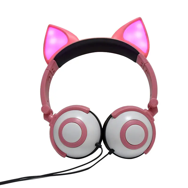 Навушники SUNROZ Linx Bear Ear Headphone з вушками Лисички LED 1,5 м Рожевий (SUN2651) - фото 5