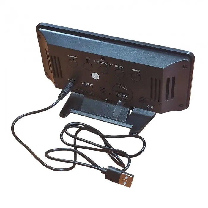 Зеркальные настольные часы с будильником и термометром Хамелеон USB VST-888H RGB - фото 3