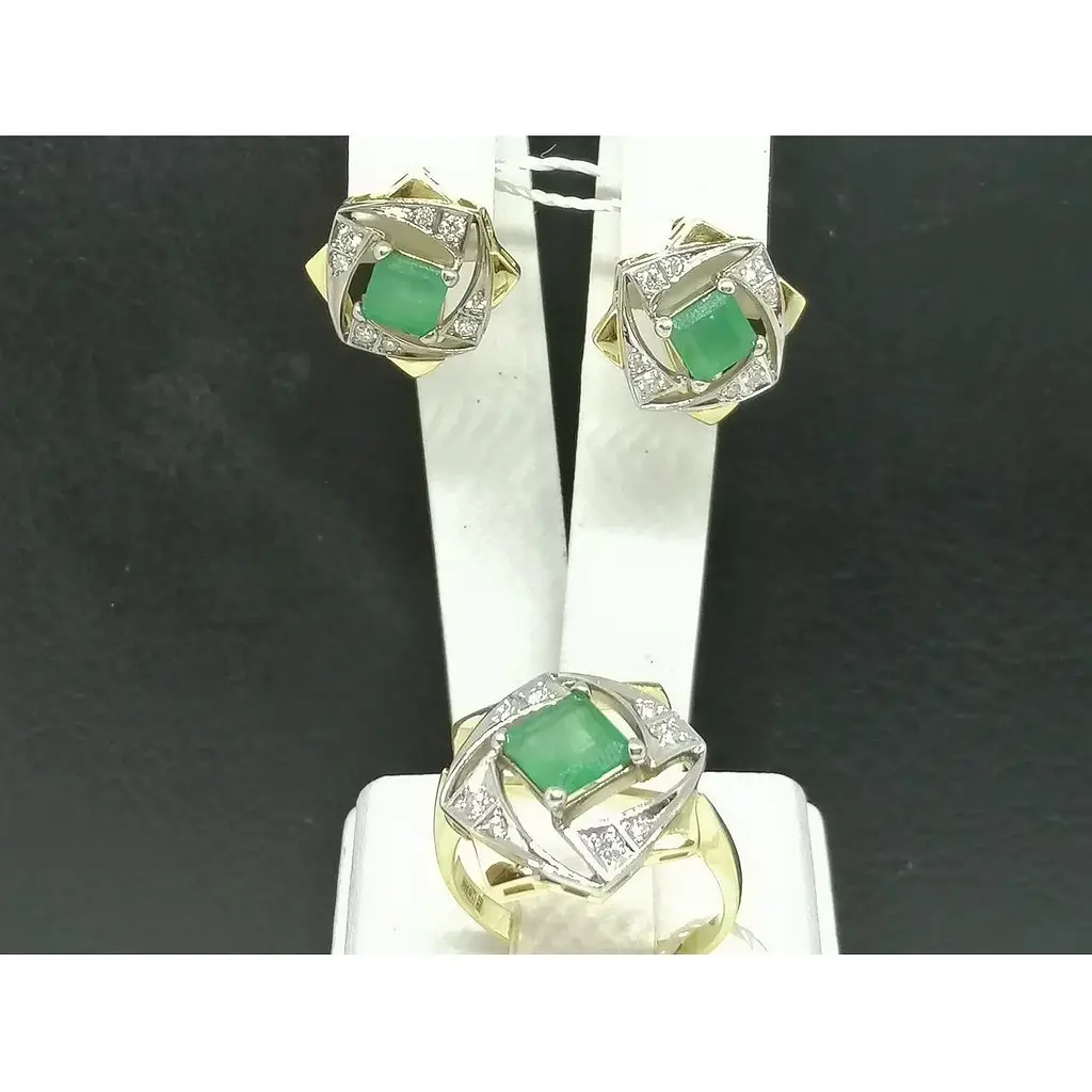 Золоті сережки Агні Іріда з діамантами і смарагдом. Артикул 22287 - фото 5