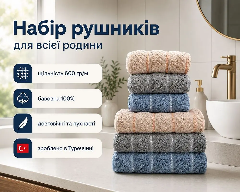 Набір турецьких махрових рушників Cestepe MicroCotton Premium 3 штуки 50x90 + 3 штуки 70х140 Multi 2 щільність 600 г/м2 - фото 2