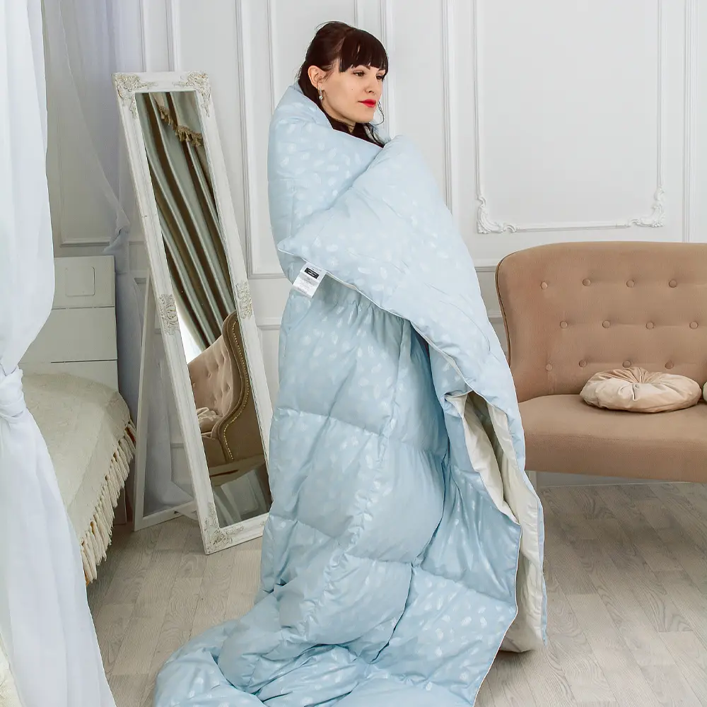Ковдра пухова MirSon Karmen №1855 Bio-Blue, 90% пух, двоспальна, 205x172, блакитна (2200003014266) - фото 13