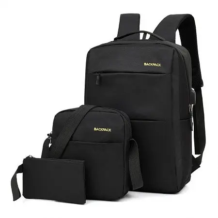 Рюкзак міський Backpack Комплект 3 в 1 місткий рюкзак для ноутбука з сумкою та гаманцем