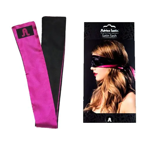 Сатинова пов'язка на очі Adrien Lastic Satin Sash, чорна з рожевим - фото 3