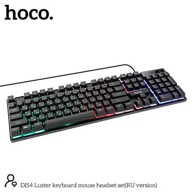Набор Мышь + клавиатура + коврик + наушники HOCO DI54 Luster keyboard mouse headset set - фото 9