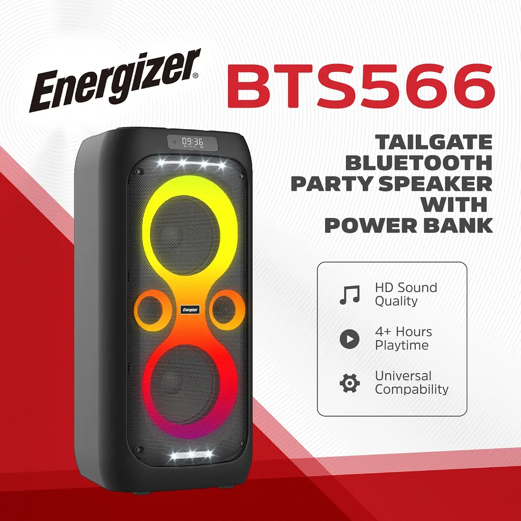 Акустична система 1.0 Energizer 50Вт Bluetooth 5.3/RMS/TF/USB/AUX/TWS/MIC, Dual 6.5” Drivers чорна - фото 6