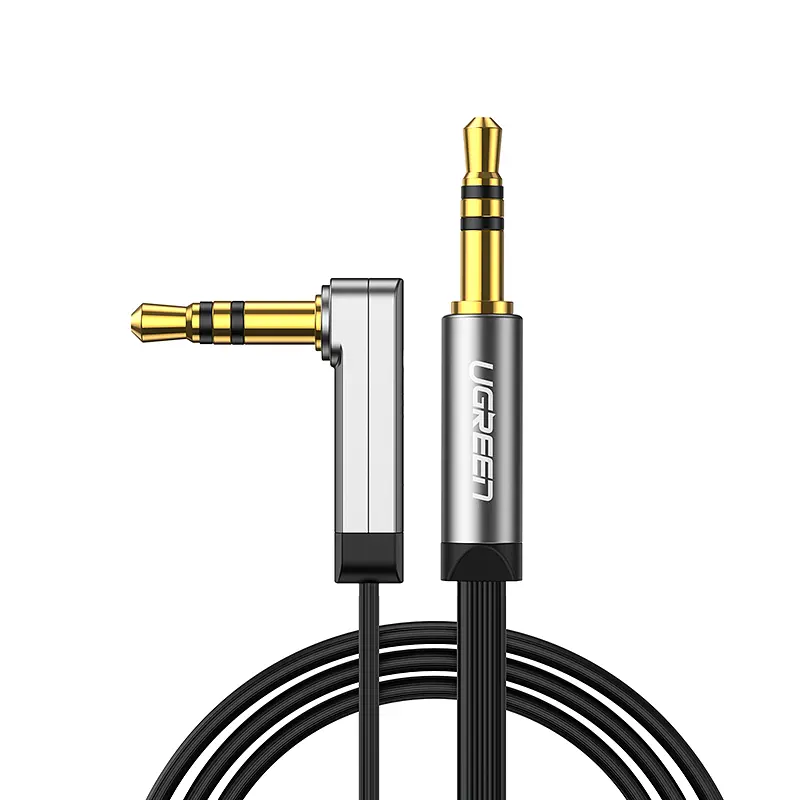 Аудіо-кабель кутовий Ugreen AV119 3.5mm Male to 3.5mm Male оплетення нейлонове 3 метри чорний (UGR-10728)