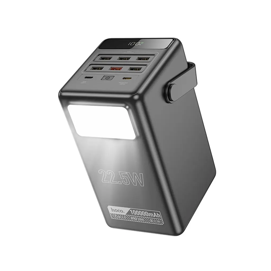 Батарея універсальна HOCO 100000mAh Endure 22.5W PD, QC, LED Lamp, Black (DB03 / 714721) - фото 3