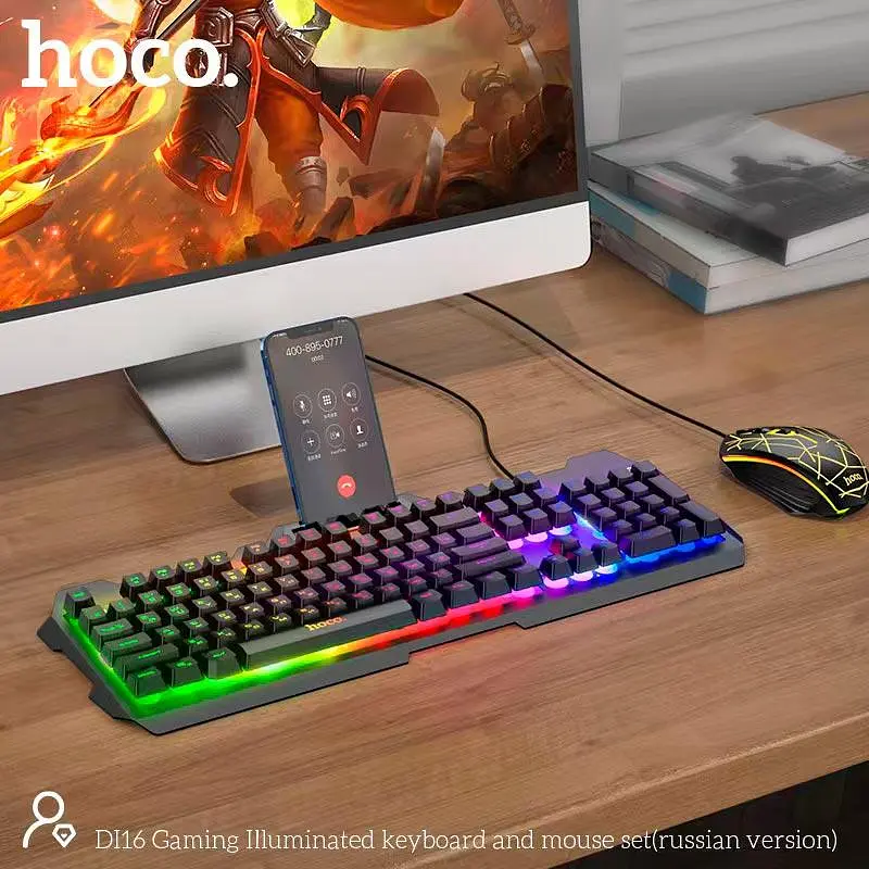 Набор Мышь и клавиатура Hoco DI16 Gaming Illuminated (раскладки Ukr/En) - фото 6
