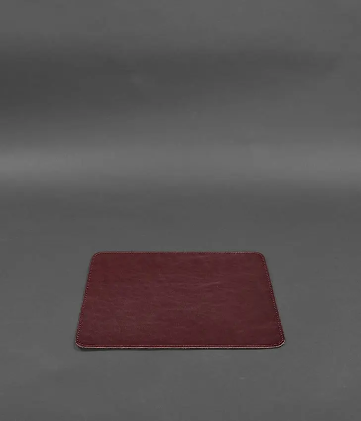 Коврик для мышки из натуральной кожи 1.0 бордовый краст - фото 2