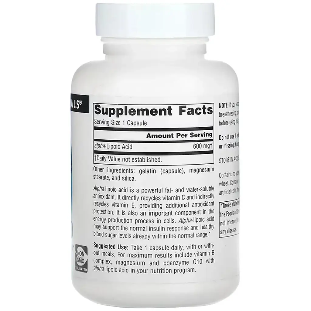 Альфа-ліпоєва кислота Source Naturals Alpha Lipoic Acid 600 мг 60 капсул - фото 2