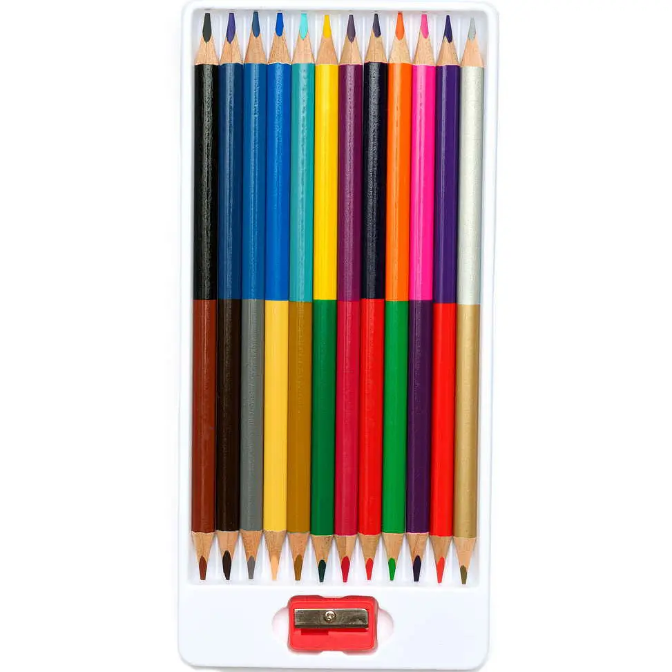 Олівці двосторонні Школярик з точилкою 24 кольори 12 шт. (312113001-UA) - фото 2
