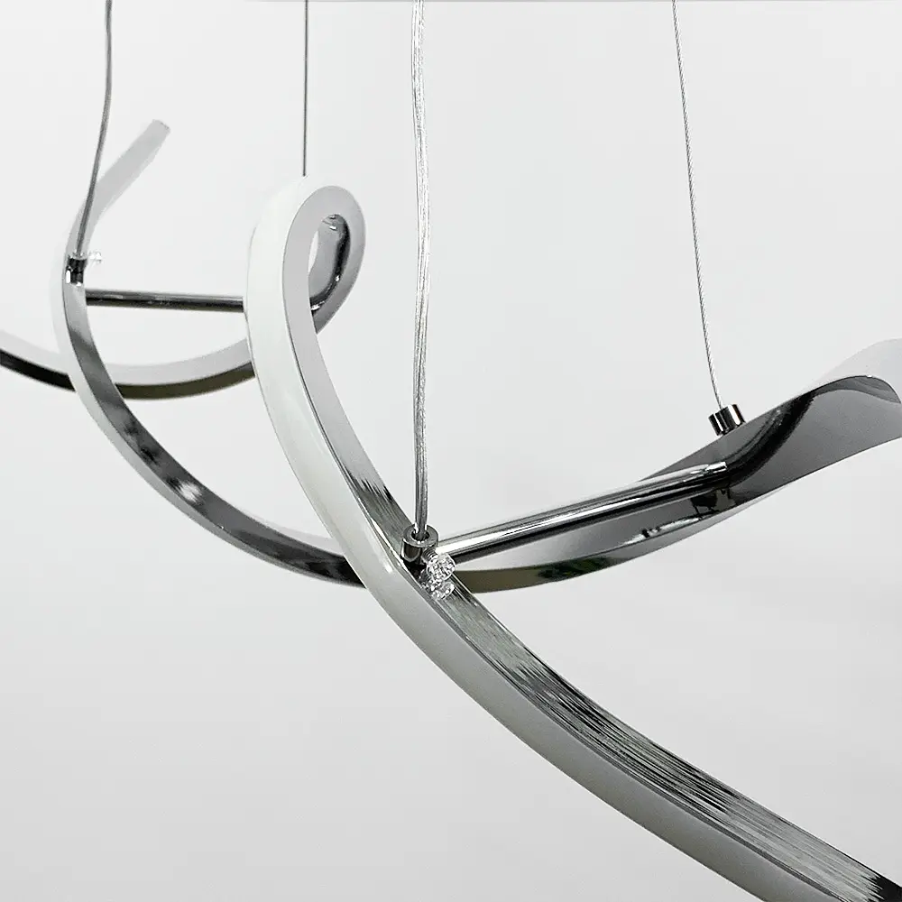 Удлиненная люстра Gemo Led в серебряном каркасе 100 см Line.F H 18L-1000 CH - фото 6