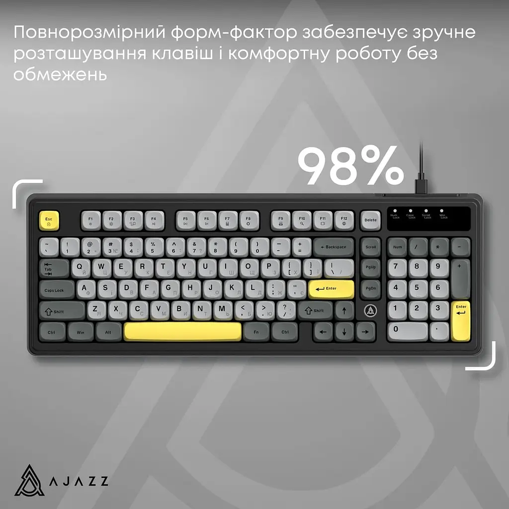 Клавиатура Ajazz AF98 Black Gray Yellow (AF98-BGY) - фото 8