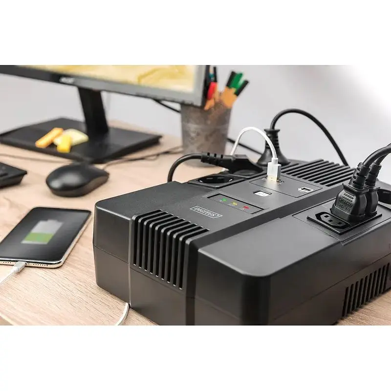 Источник бесперебойного питания Digitus All-in-One, 800VA/480W, LED, 4xSchuko/3xC13, RJ45, USB - фото 4