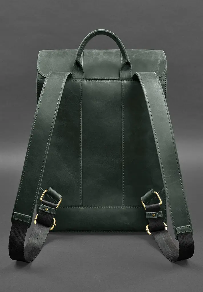 Кожаный рюкзак Brit зеленый Crazy Horse - фото 4