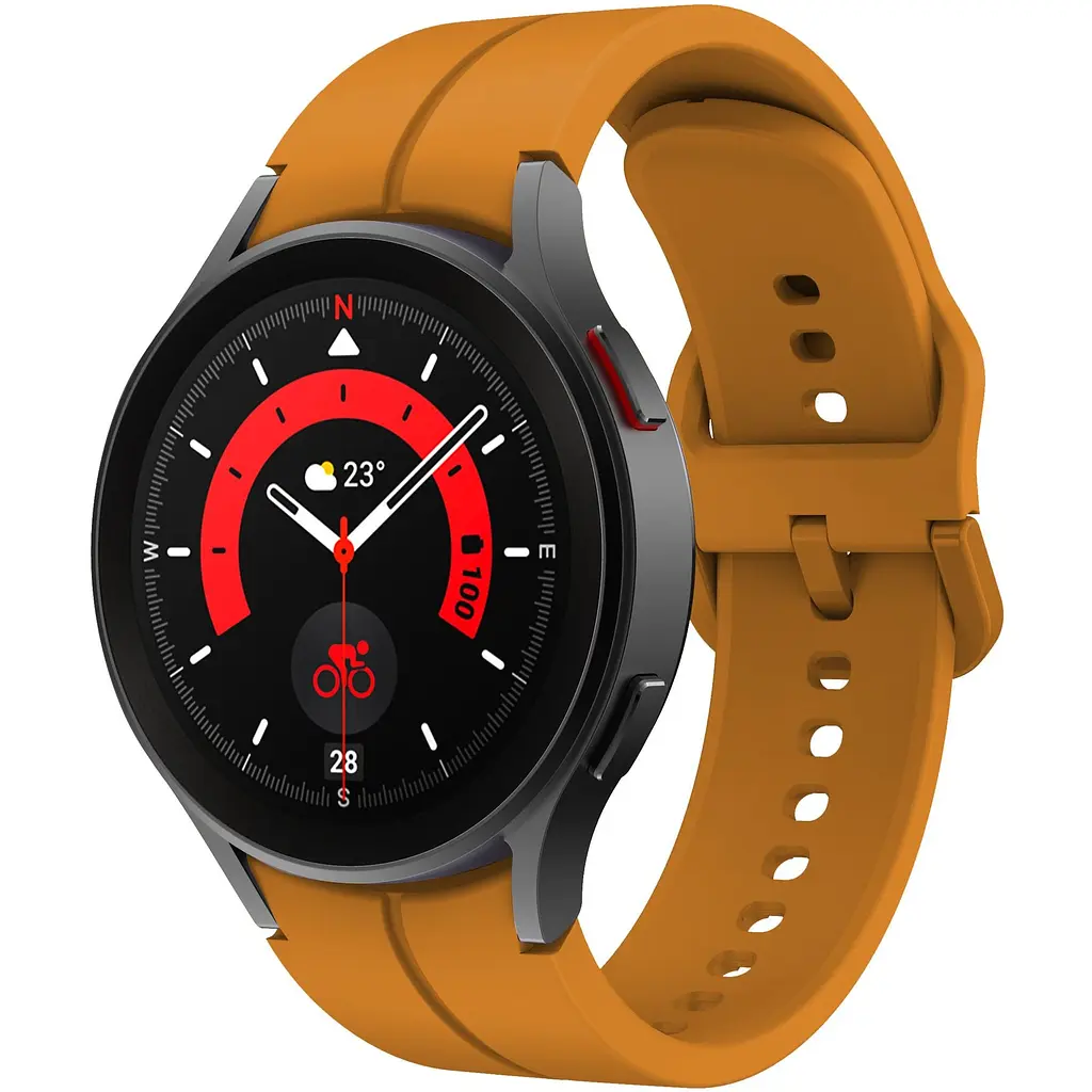 Браслет Five Classic для Samsung Galaxy Watch 5 - жовто-гірчичний ширина кріплення 20мм силікон Watchbands (W10-9WB99259939)