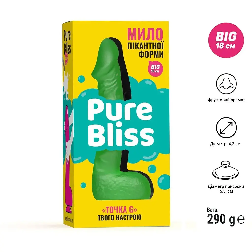 Крафтове мило-член із присоскою Pure Bliss Big Green - фото 6