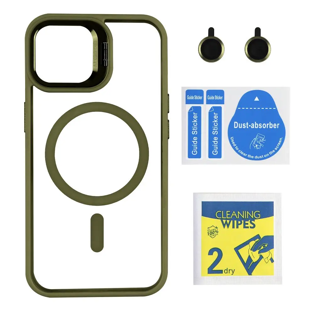 Чохол із підставкою MagSafe TPU PC Metal Stand Case Apple iPhone 14 Green - фото 2
