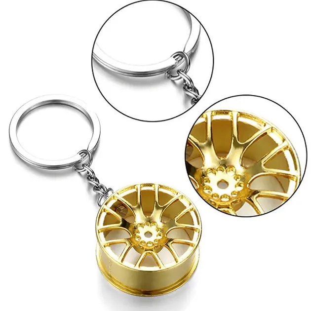 Брелок металевий Rexxon Wheel у формі колісного диска Золотий (4260404116868) - фото 3