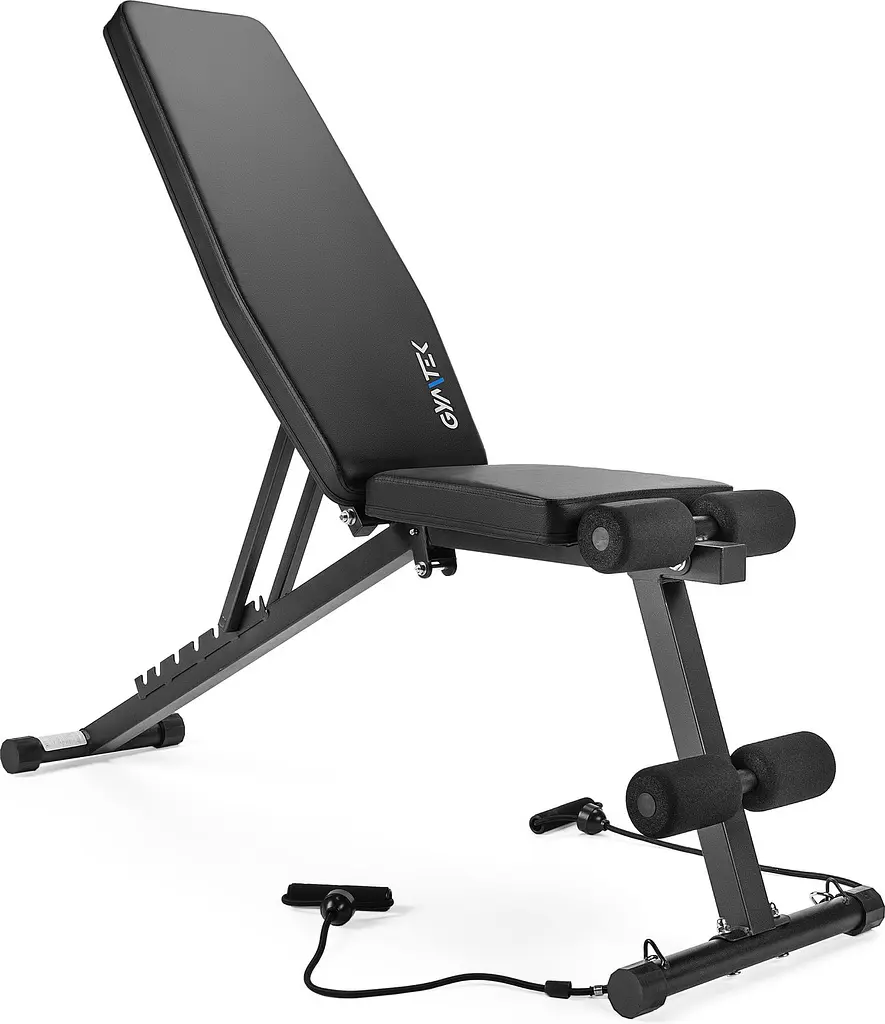Складана регульована лава для тренувань Gymtek XL400 з еспандерами для дому - фото 2