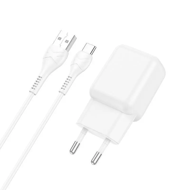 Адаптер живлення мережевий HOCO C96A 1*USB-A 2.1 A білий набір із кабелем Type-C - фото 4