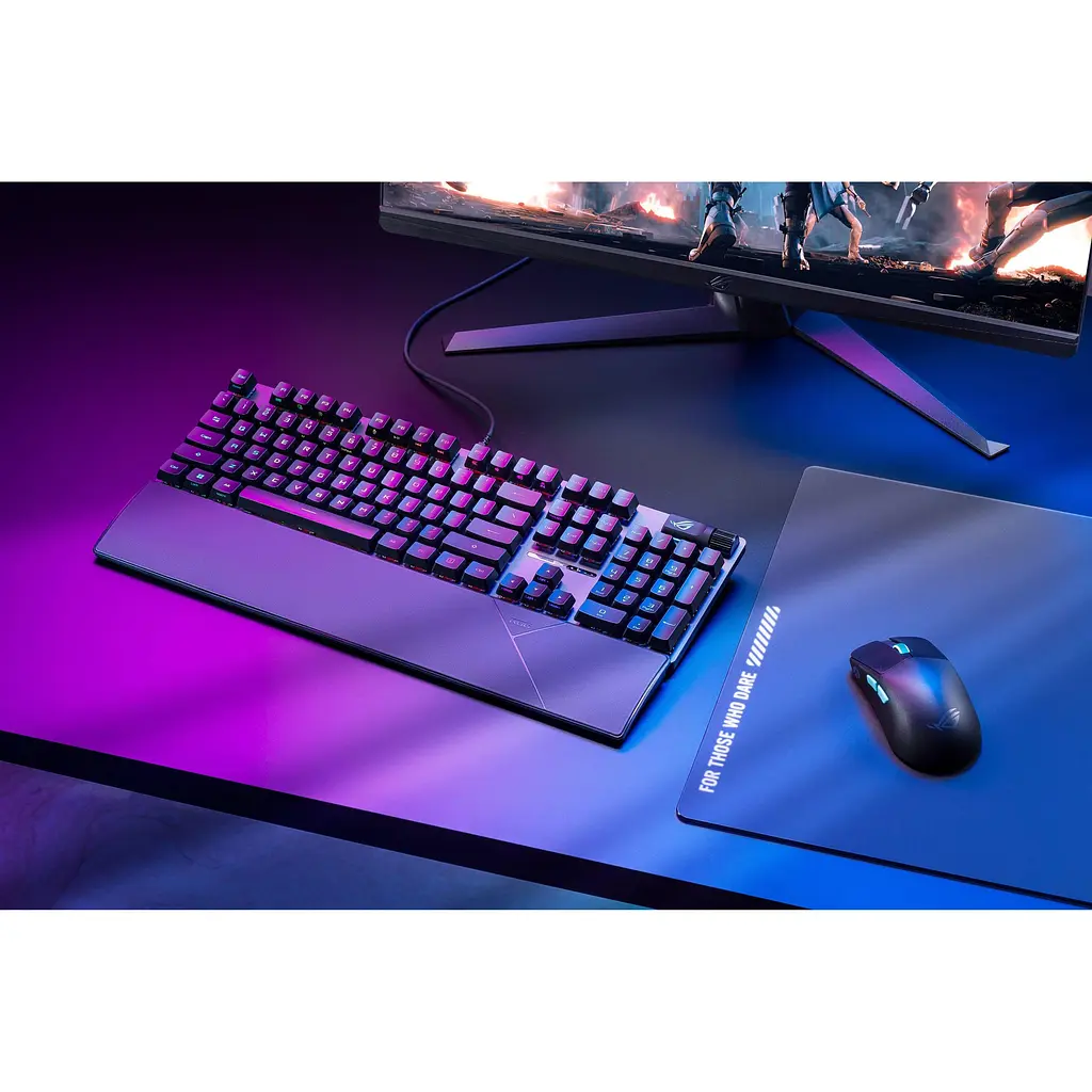 Клавіатура ASUS ROG Strix Scope II RX Red EN/UK USB RGB Black (90MP0350-BKMA00) - фото 7