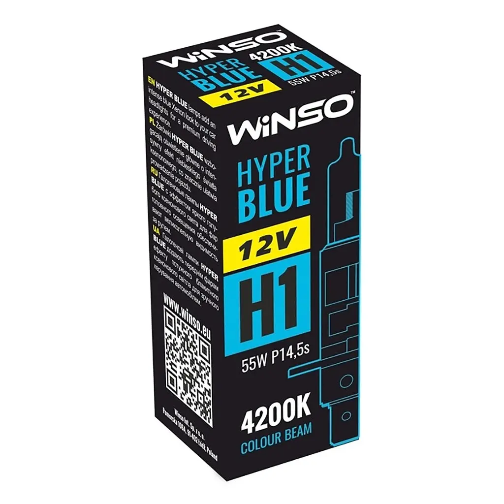 Автолампа WINSO H1 HYPER BLUE 4200K 55W P14.5s (712140) - фото 3